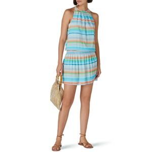 RAMY BROOK X RTR Women's Blue Multi Printed Paris Sleeveless Dress Size Large